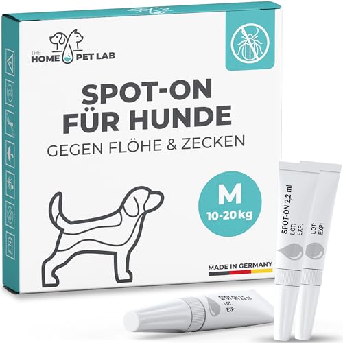 The Home Pet Lab Spot On Zecken- und Floh Schutz für Hunde (M: 10-20 kg), Effektiver Zeckenschutz für den Hund, 3 Monate Langzeitwirkung gegen Zecken von The Home Pet Lab