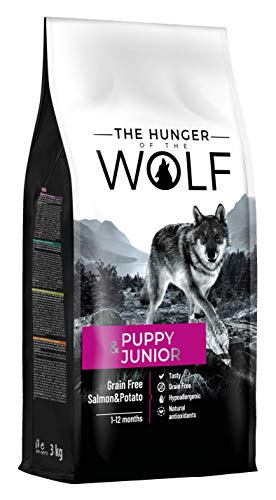 The Hunger of the Wolf Hundefutter für Welpen und Junghunde aller Rassen und für Hunde mit Allergien, Fein zubereitetes Trockenfutter ohne Getreide mit Lachs und Kartoffeln - 3 kg von The Hunger of the Wolf