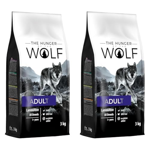 The Hunger of the Wolf Hundefutter für ausgewachsene Hunde Aller Rassen, Fein zubereitetes Trockenfutter mit Lamm und Reis - 3 kg (Packung mit 2) von The Hunger of the Wolf