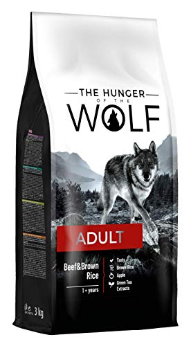 The Hunger of the Wolf Hundefutter für ausgewachsene Hunde aller Rassen, Fein zubereitetes Trockenfutter mit Rind und braunem Reis - 3 kg von The Hunger of the Wolf