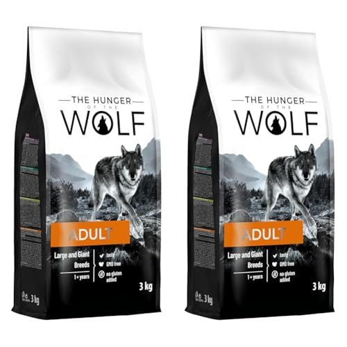 The Hunger of the Wolf Hundefutter für ausgewachsene Hunde großer und sehr großer Rassen, Trockenfutter mit Huhn gut für die Gelenkgesundheit - 3kg (Packung mit 2) von The Hunger of the Wolf