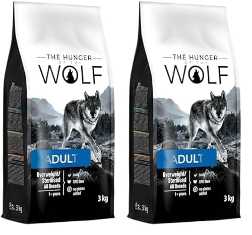 The Hunger of the Wolf Hundefutter für ausgewachsene übergewichtige oder sterilisierte Hunde Aller Rassen, Trockenfutter mit Huhn Light Formula - 3 kg (Packung mit 2) von The Hunger of the Wolf