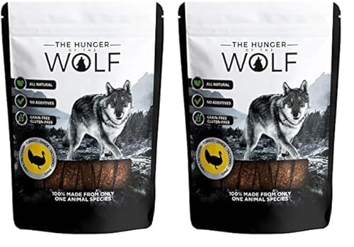 The Hunger of the Wolf Hundesnack für Hunde Aller Rassen, 100% Putenfleisch - 0.2 kg (Packung mit 2) von The Hunger of the Wolf