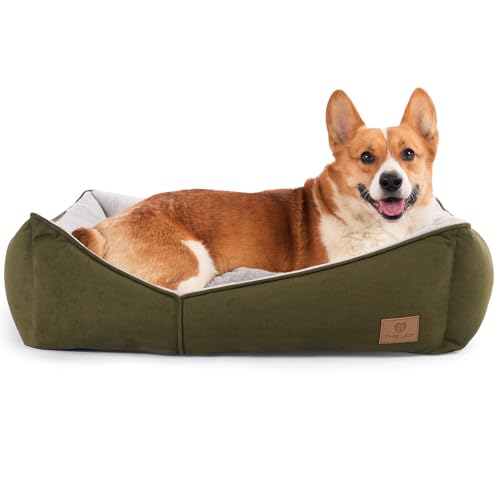 The Joy of Living Flauschiges Hundebett für mittelgroße & kleine Hunde (M 45 * 40 * 18 cm) Hochwertiges Hundebett & Hochwertiges Katzenbett mit Kissen von The Joy of Living