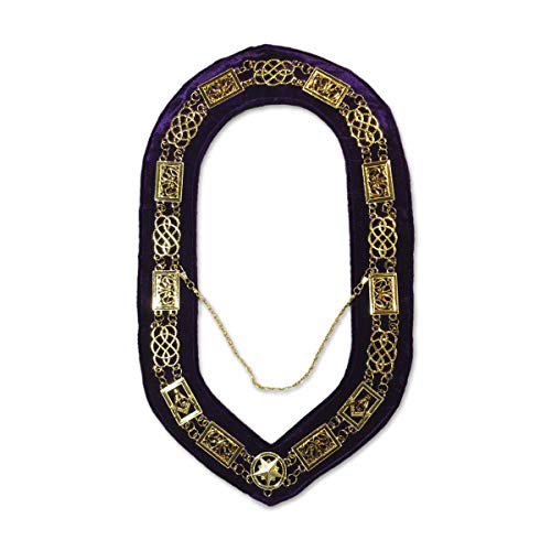 Grand Lodge Freimaurer-Kette mit violettem Samt, Gold-Finish von The Masonic Exchange