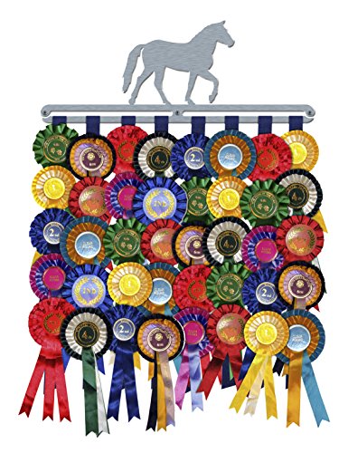 Rosettenhalter für Reitsport, gebürsteter Edelstahl, Wandmontage, Rosette von The Medal Hanger Shop