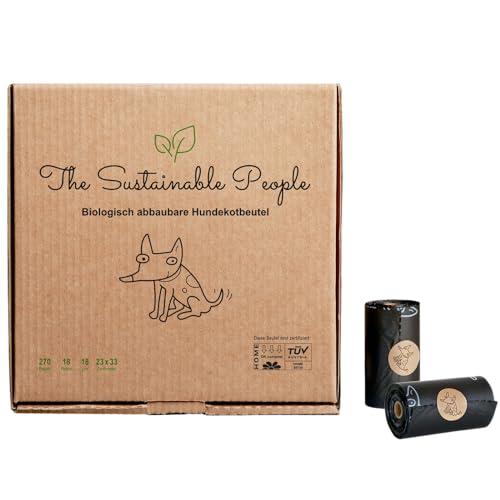 TSP Bio-abbaubare Hundekotbeutel - OK compost HOME zertifiziert - 100% heim-kompostierbar und biologisch abbaubar - Gross, Extra Dick (18µm), Sicher & Feuchtigkeitsbeständig (18 Rollen (270 Beutel)) von The Sustainable People