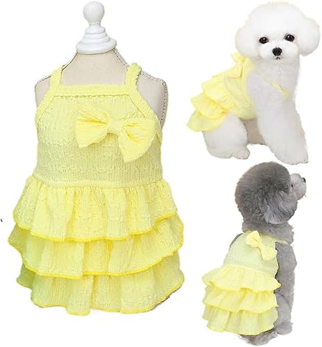 Katzenkleid nur für Katzen, rosa Hundekleider für kleine Hunde und Mädchen mit Rüschen, Schleifen-Dekor, niedliche Sommerkleidung, ärmellos, für kleine Hunde, gestufte Schicht-Kuchenkleid, Chihuahua, von Theaque