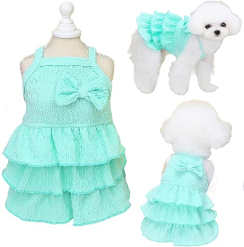 Katzenkleid nur für Katzen, rosa Hundekleider für kleine Hunde und Mädchen mit Rüschen, Schleifen-Dekor, niedliche Sommerkleidung, ärmellos, für kleine Hunde, gestufte Schicht-Kuchenkleid, Chihuahua, von Theaque