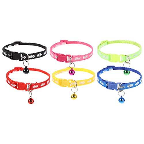 Theaque 6Pcs Dog Collar Pet Kitten Neck Collar Adjustable Pet Dog Collar Decorative Cat Collar with Bell von Theaque