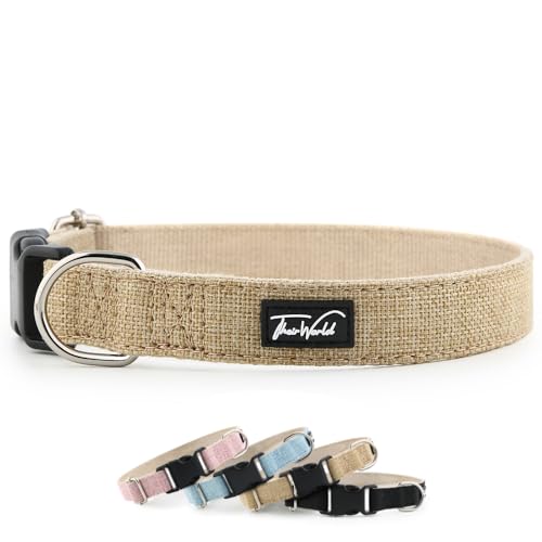 Their World Hundehalsband, Hanf, verschiedene Farben und Größen, umweltfreundlich und atmungsaktiv, biologisch abbaubar (Khaki, klein) von Their World