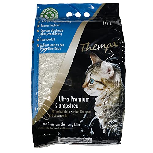 Thempa Ultra Premium Klumpstreu I 10L I mit Lavendelduft I Staubarm I Katzenstreu von Thempa