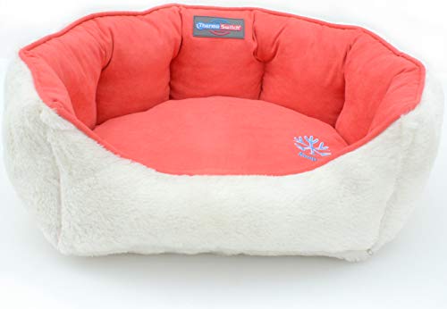 ThermoSwitch Andros Hundebett Hundekissen Hundekorb Hundematte Hundematratze wärmend kühlend Winter Sommer Koralle/Creme (L - 90 x 70 x 25 cm) von ThermoSwitch