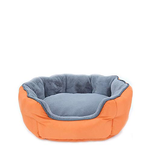 ThermoSwitch Santorini Hundebett Hundekissen Hundekorb Hundematte Hundematratze wärmend kühlend Winter Sommer (M - 60 x 50 x 20 cm, orange/grau) von ThermoSwitch