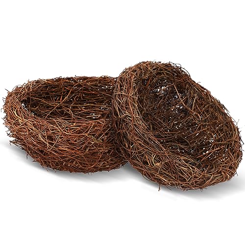 2 Stück Weihnachten Künstliche Vogelnest Dekorieren Rattan Vogelhaus Nest für Handwerk Weihnachten Thanksgiving Ostern Dekoration Hochzeit Terrasse Garten DIY Terrarium und Frühling Vignetten (20 cm) von Therwen