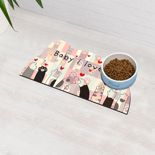 Pet Feeding Mat Cat Food Mats for Indoor Cats Absorbent Cat Feeding Bowl Mat No Stains Easy Clean Cat Food Mat Quick Dry Mat for Cat Food and Water Dispenser Mat Pet Supplies (Pink, 48,3 x 22,9 cm) von Thideape