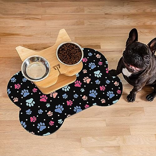 Pet Feeding Mat Dog Mat for Food and Water Absorbent Dog Water Bowl Mat No Stains Easy Clean Dog Food Mat Quick Dry Dog Feeding Mat Water Dispenser Mat Pet Supplies (Black, 61 x 40,6 cm) von Thideape