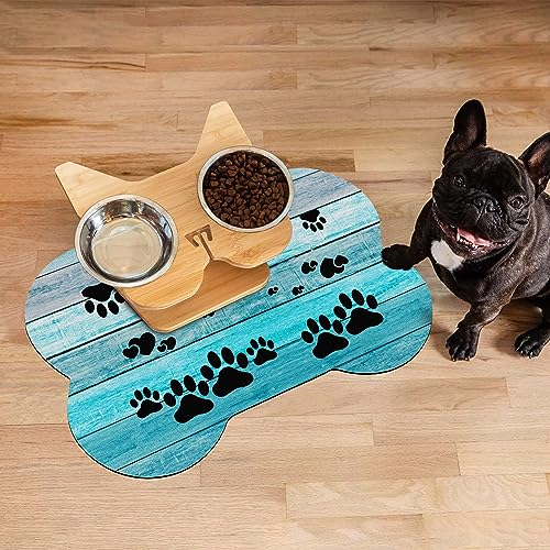 Pet Feeding Mat Dog Mat for Food and Water Absorbent Dog Water Bowl Mat No Stains Easy Clean Dog Food Mat Quick Dry Dog Feeding Mat Water Dispenser Mat Pet Supplies (Blue, 24"x16") von Thideape