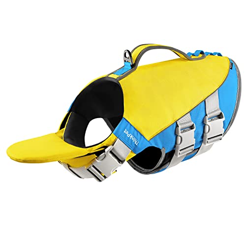 ThinkPet Hund Schwimmweste Einstellbare Rettungsweste Reflektierende Lifesaver mit Auftrieb von ThinkPet