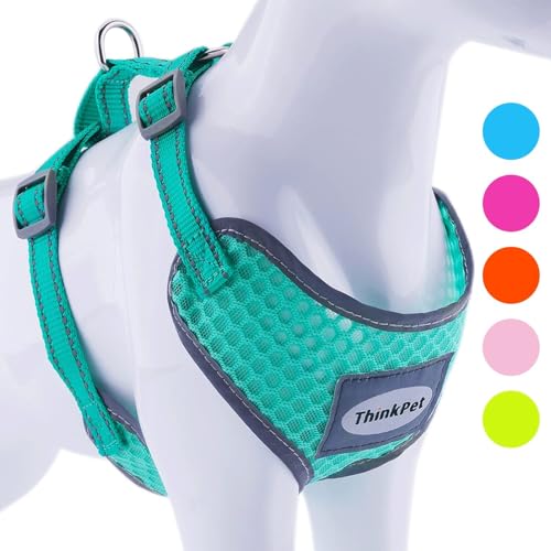 ThinkPet No-Pull Hundegeschirr - Atmungsaktiv Vest Geschirr Mesh Brustgeschirr für Hunde, reflektierend Verstellbare Softgeschirr Sicher Kontrolle, Geringes Eigengewicht, Leichtes Anlegen von ThinkPet