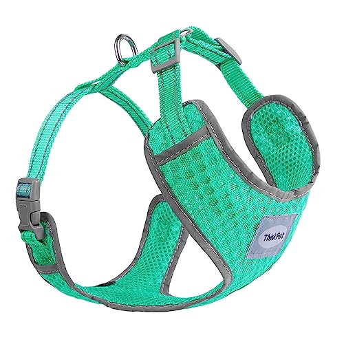 ThinkPet No-Pull Hundegeschirr Leine Set, Atmungsaktiv Brustgeschirr für Kleine Mittlere Große Hunde, Einstellbar Weich Laufgeschirre Sicher Kontrolle Gepolstert Reflektierendes Sicherheitsgeschirr von ThinkPet