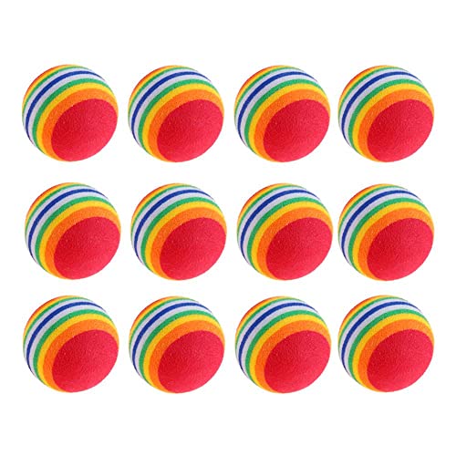 Interaktives Katzenspielzeug, lustiges Regenbogen-Spielzeugbälle mit Feder, Katzenspielzeug, zum Spielen, Kauen, Katzen, Teaser, Spielzeug, Haustierbedarf, Trainingsspielzeug (12 Stück A) von Thinkhappyyoyo