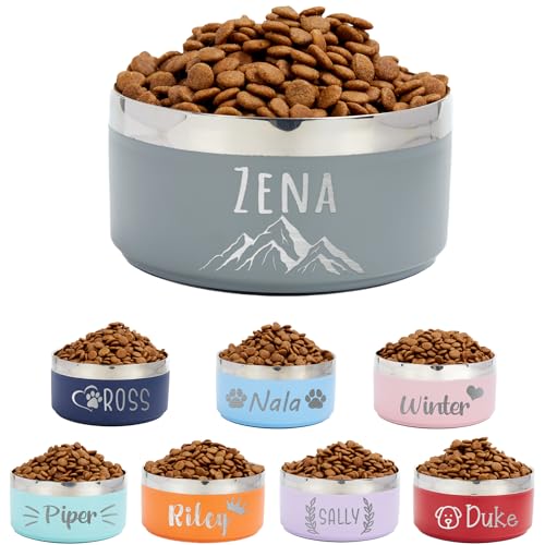 Personalisierte Hundenäpfe - 20 oz/29 oz Edelstahl-Wassernäpfe für Haustiere mit Namen, gravierter Futternapf für Welpen, Hunde und Katzen, leicht zu reinigender Hundefutternapf C von Thinocusty