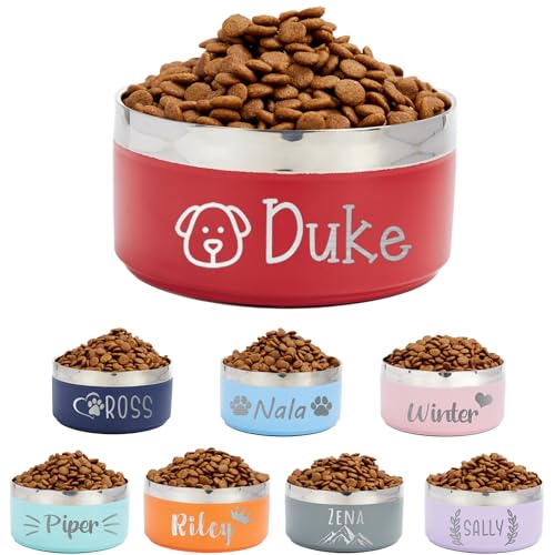 Personalisierte Hundenäpfe - 20 oz/29 oz Edelstahl-Wassernäpfe für Haustiere mit Namen, gravierter Futternapf für Welpen, Hunde und Katzen, leicht zu reinigender Hundefutternapf M von Thinocusty