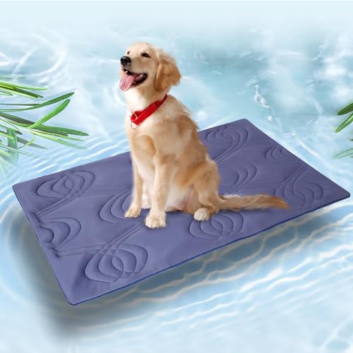 Thirdream Iced 2.0 Selbstkühlende Hundematte für große Hunde, 149,9 x 101,6 cm, waschbares Sommer-Kühlkissen für Kiste, Bett, Zwinger, Sofa, Böden, Outdoor, tragbar, Blau von Thirdream