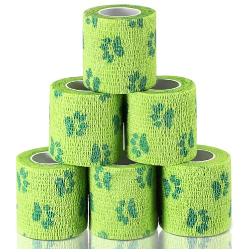 Threlaco 6 Rollen No Chew Bandage für Hunde Bitterbandage Wrap für Hunde Wundwickel, 5,1 cm x 4,5 m von Threlaco