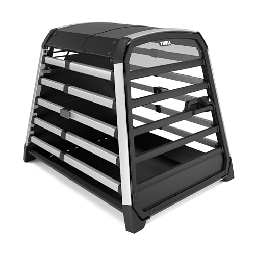 Thule Allax Hundebox, Transportbox Hund, Hundebox für Auto Black/Aluminum XXL Compact von Thule