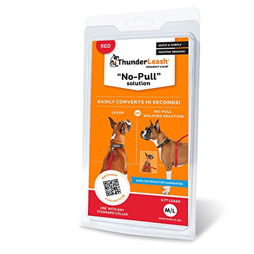 ThunderLeash Hundeleine ohne Ziehen, Größe L (über 11,3 kg), Rot von ThunderLeash