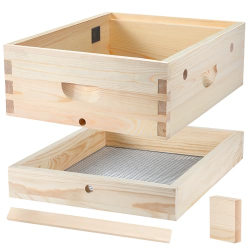 Thyle 10 Rahmen Bienenstock Candy Board und Quilt Box Combo Set, Montiert Bee Candy Boards Feeder Bienenstock Boxen Feuchtigkeit Quilt Box für Honig Süßigkeiten Futter Bienen Winter Vorbereitung für von Thyle