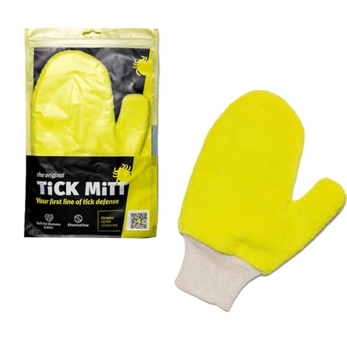 TiCK MiTT Zeckenentferner Handschuh – Chemikalienfreie Zeckenentferner für Hunde, Mensch und Haustiere – Leichte und effektive Zeckenentfernung. Gelb, 1 Handschuh von TiCK MiTT