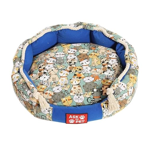 TiLLOw Bissfestes und waschbares Haustierkissenbett for Katzen und Hunde(Blue,L) von TiLLOw