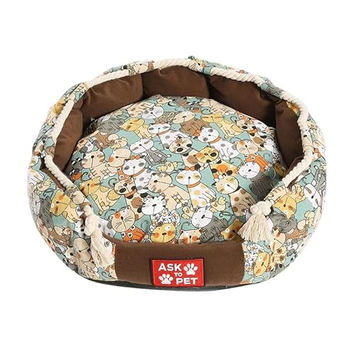 TiLLOw Bissfestes und waschbares Haustierkissenbett for Katzen und Hunde(Brown,M) von TiLLOw