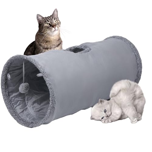 TiLanmiy Katzentunnel, strapazierfähiges Wildleder, zusammenklappbar, Spielzeug mit Spielball, Indoor-Katzenspieltunnel für Katze, Welpen, Kätzchen, Kaninchen (klein) von TiLanmiy