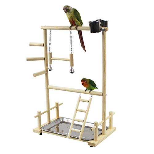 Vogelspielständer aus Holz, doppellagig, Papageien, inkl. Leiter, Schaukel, Glocke, Spielständer Vögel von TiSkying