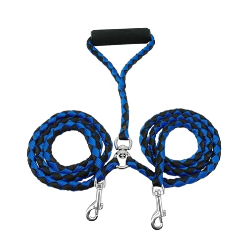 Tibapla Doppelleine für 2 Hunde, Verhedderungsfreie Hundeleine Verstärkung Doppelleine Hundeleine, mit Gepolsterten Griffen für Hunde Klein Mittlere und Große Lauftraining, 10mm*140cm (Blue) von Tibapla