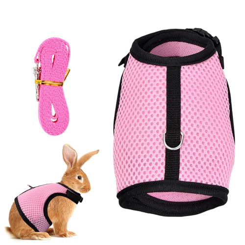 Tibapla Verstellbares Kaninchen Geschirr mit Elastischer Leine Schleppleine für Kleintiere Mesh Kaninchen Geschirr Kitty Geschirr und Leine für Häschen Katze Little Pet Kleines Tier (Rosa, S) von Tibapla