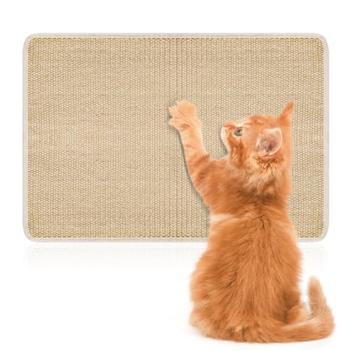 Tibimon Sisal Teppich Katzen, 60x40cm Katzen Kratzbrett, Kratzmatte Katze Wand, Widerstandsfähig Katzen Kratzmatte Geeignet für Sofamöbeltüren und Teppiche und Wände zu schützen von Tibimon