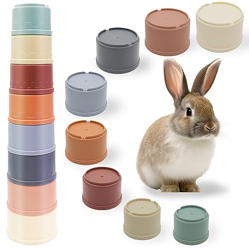 8 Stück stapelbare Becher für Kaninchen, sicheres Kunststoff-Kaninchen-Spielzeug in verschiedenen Größen, stapelbares Hasenspielzeug, Bereicherungsspielzeug für kleine Tiere, Kaninchen, Chinchilla, von TiciKim