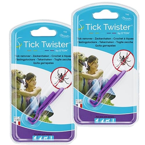 Tick Twister® - 2 Packungen mit je 2 Zeckenentfernern, Violett – Ermöglicht das Entfernen von Zecken bei Hunden, Katzen, Pferden und Menschen – Original Zeckenentferner – hergestellt in Frankreich (2) von Tick Twister