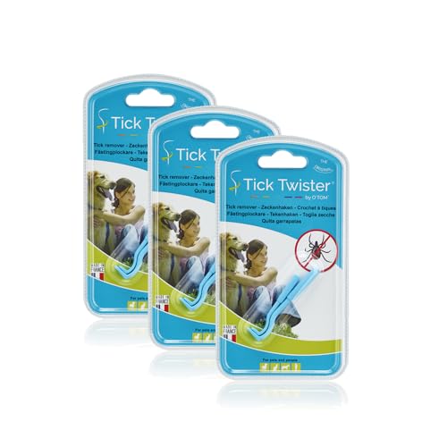 Tick Twister® 2 Sets mit 2 Zeckenentfernern, blau, zum Entfernen von Zecken bei Hunden, Katzen, Pferden und Menschen – Original Zeckenentferner, hergestellt in Frankreich (2) von Tick Twister