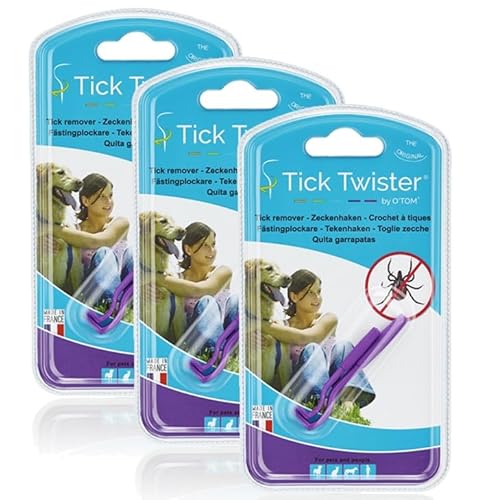 Tick Twister® - 3 Packungen mit je 2 Zeckenentfernern, Violett, ermöglicht das Entfernen von Zecken bei Hunden, Katzen, Pferden und Menschen – Original Zeckenentferner – hergestellt in Frankreich (3) von Tick Twister