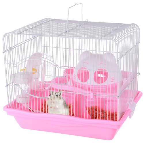 Hamsterkäfig Hamsterkäfig mit Wasserflasche Katzenförmige Kabine und Laufrad, Tragbarer Haustierkäfig Leicht zu Reinigen Haustierkäfig von Tideme