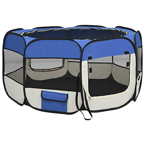 Tidyard Faltbarer Welpenlaufstall Laufstall Mit Tragetasche,Welpenauslauf Tierlaufstall Hunde 125x125x61 cm Mit Reißverschluss für Kleintiere Hunde,Klappbares Design,8 Paneele,Polyester,Stahl von Tidyard