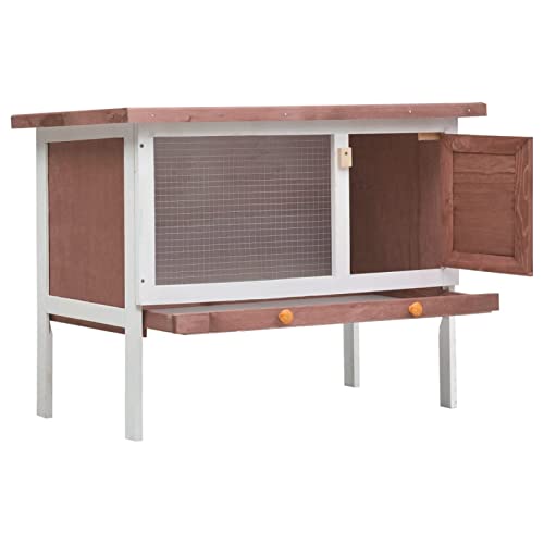 Tidyard Haustier Käfige Laufställe Kaninchenstall Kleintierstall Hasenvilla 90 x 45 x 65 cm (L x B x H) für kleinere Haustiere Geeignet für Kaninchen,Witterungsbeständig Braun und Weiß von Tidyard