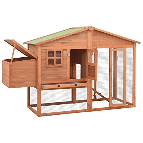 Tidyard Holz-Hühnerstall Hühnerkäfig Hasenstall aus massivem Tannenholz,Outdoor Tierkäfig Kleintierhaus Kleintierstall Kleintierkäfig 191 x 67 x 117 cm Mit rutschsicheren Rampe von Tidyard