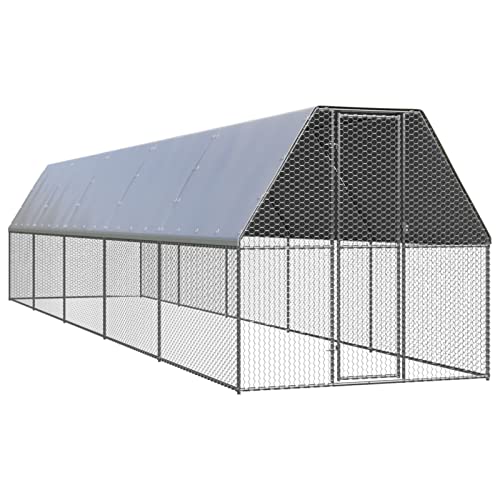 Tidyard Hühnerkäfig Hühnerstall Hühnerhaus Geflügelstall Freilaufgehege Hühnervoliere Kaninchenstall Freilauf Verzinkter Stahl 2x10x2 m von Tidyard